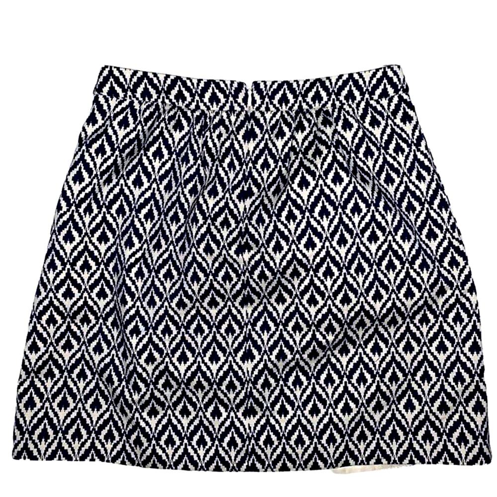 J.Crew blue & cream patterned a-line pocketed skirt 0‎ - Picture 3 of 5